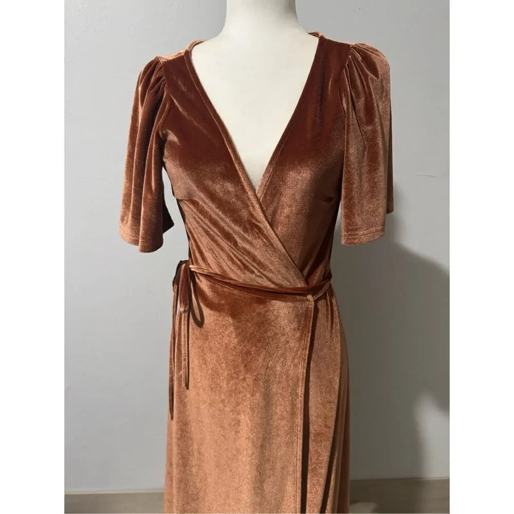 Baltic Born Megan Velvet wrap maxi dress S